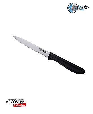סכין משוננת 12.5 ס"מ עם ידית שחורה פרו מבית Arcosteel